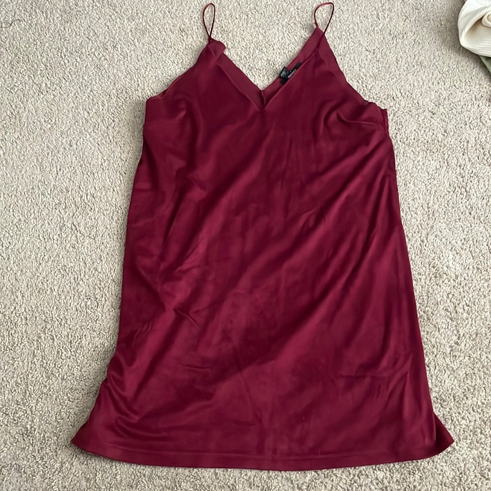 Red soft suede dress